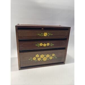 Hanging Flower Painted Hardwood Wooden Paper Towel & Aluminum Foil Dispenser